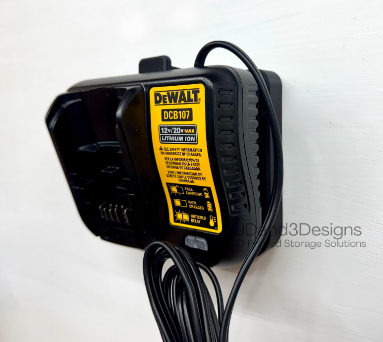 MOUNT for DCB107 Dewalt Battery Charger w/ removable TOP CLAMP- Dewalt Wall Mount for 12v/20vBattery Charger