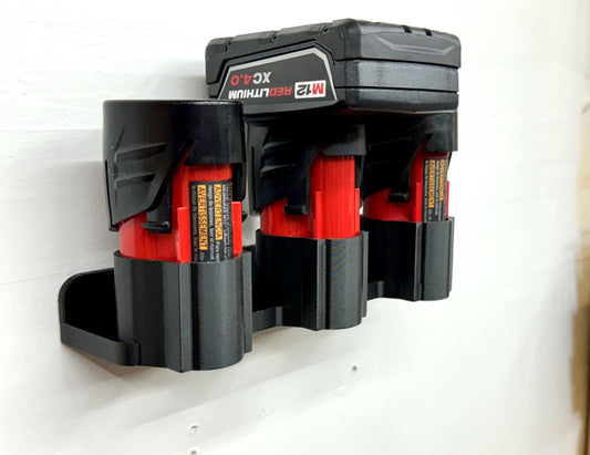 MOUNT for M12- 3 Slot Milwaukee Battery- Battery Holder