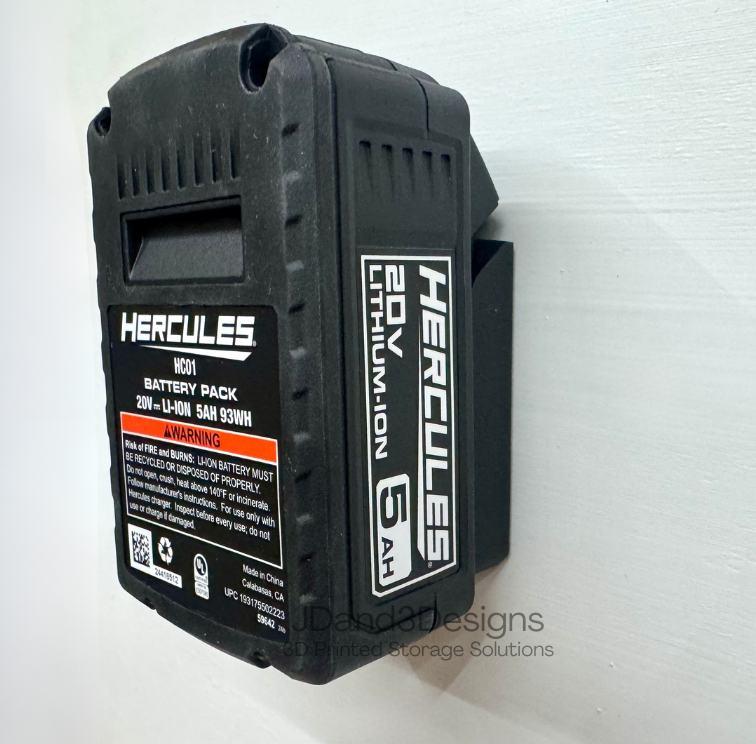 MOUNT for 20v Hercules Battery Single or Double- Wall Mount for any 20v Hercules Battery/ Battery Cover