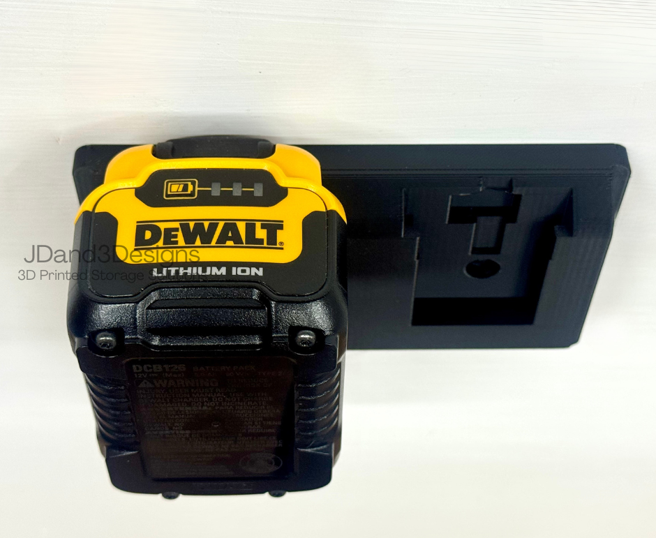 MOUNT for 12v Dewalt Battery- Wall Mount for 12v Dewalt Battery/ Battery Cover- Single or Double Slot