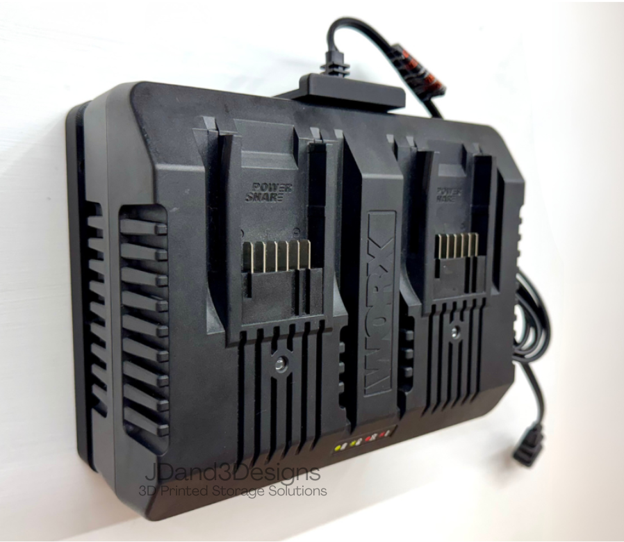 MOUNT for Worx Dual Battery Charger Model #WA3884- Wall Holder for Chargers