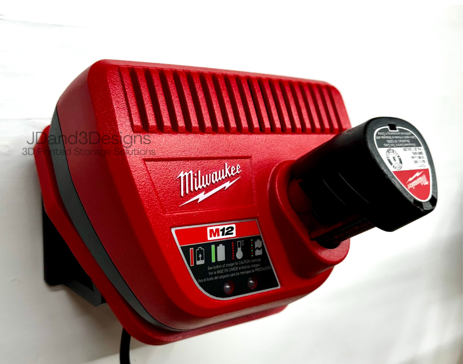 MOUNT for M12 Milwaukee Battery Charger- Wall Holder for Chargers