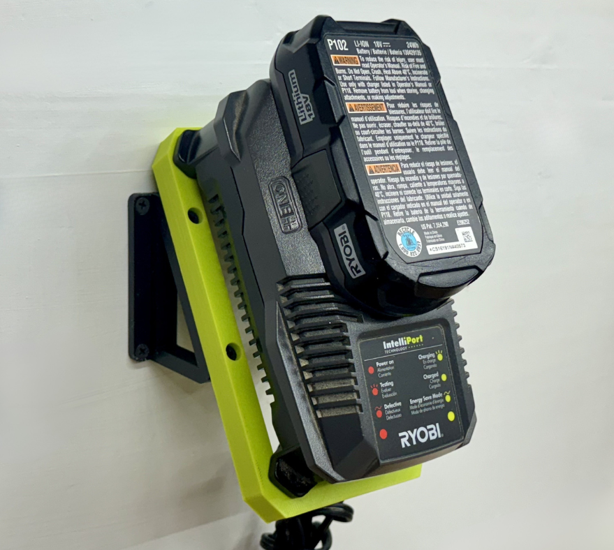 MOUNT for Ryobi 18V One + Battery Charger- Charger/Battery Holder for Ryobi Model P118