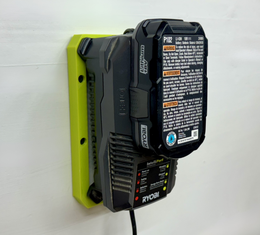 MOUNT for Ryobi 18V One + Battery Charger- Charger/Battery Holder for Ryobi Model P118