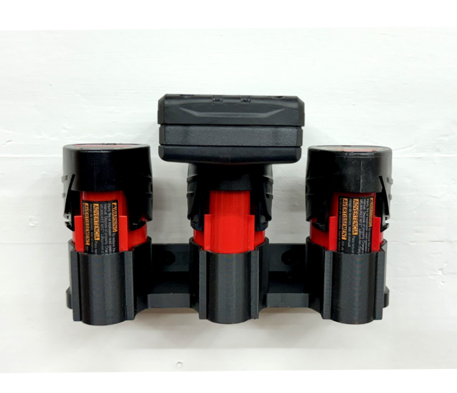 MOUNT for M12- 3 Slot Milwaukee Battery- Battery Holder