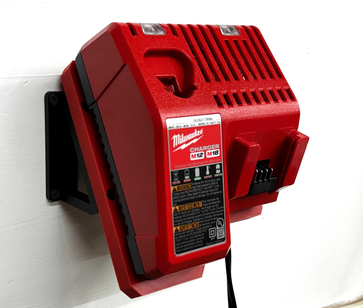 MOUNT for M12-M18 Combo Milwaukee Battery Charger w/ Top Clamp- Wall Holder for Chargers