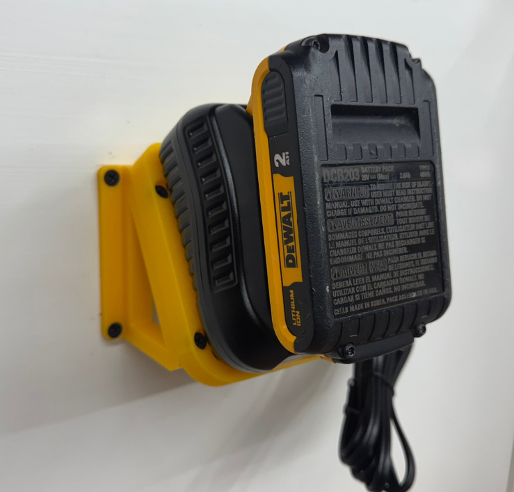MOUNT for DCB107 Dewalt Battery Charger w/ removable TOP CLAMP!- Dewalt Wall Mount for 12v/20vBattery Charger