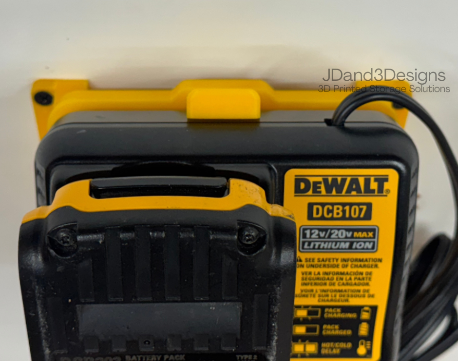 MOUNT for DCB107 Dewalt Battery Charger w/ removable TOP CLAMP- Dewalt Wall Mount for 12v/20vBattery Charger
