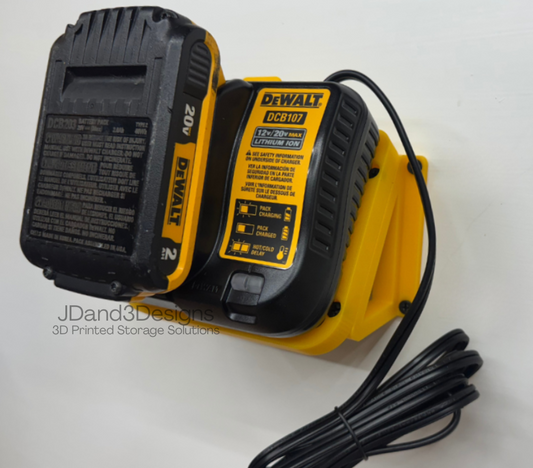 MOUNT for DCB107 Dewalt Battery Charger w/ removable TOP CLAMP- Dewalt Wall Mount for 12v/20vBattery Charger