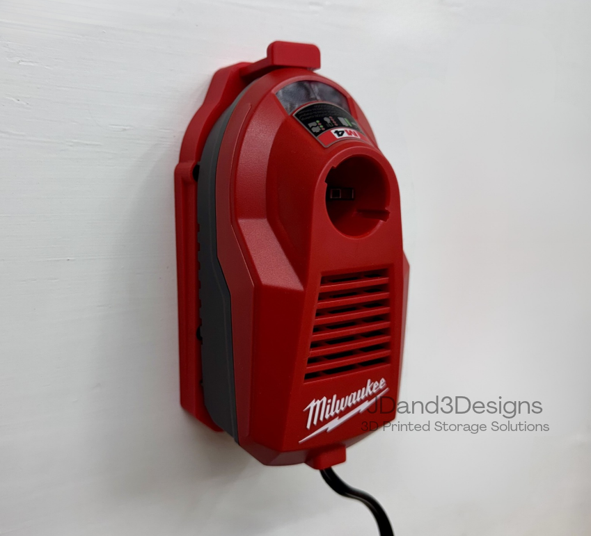 MOUNT for M4 Milwaukee Battery Charger Model #48-59-2001 w/ Removable Top Clamp- Wall Holder for Chargers