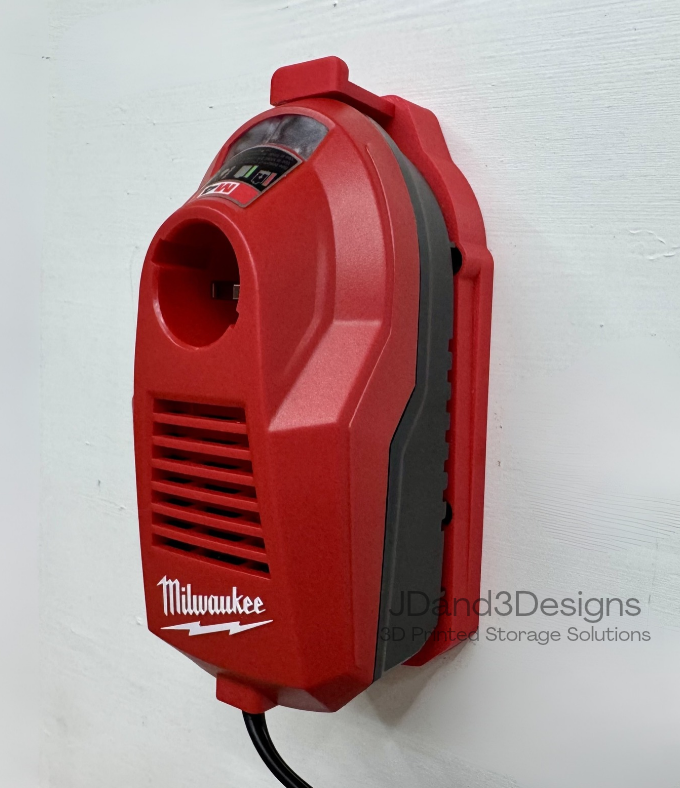 MOUNT for M4 Milwaukee Battery Charger Model #48-59-2001 w/ Removable Top Clamp- Wall Holder for Chargers
