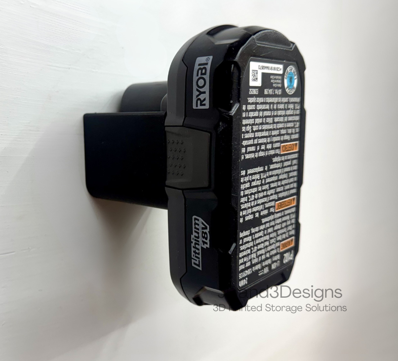 MOUNT for 18v Ryobi Battery- Wall Mount for 18v Ryobi Battery/ Battery Cover
