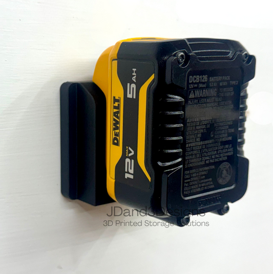 MOUNT for 12v Dewalt Battery- Wall Mount for 12v Dewalt Battery/ Battery Cover- Single or Double Slot