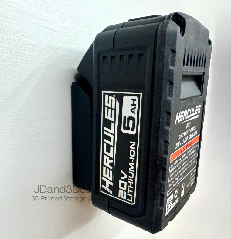 MOUNT for 20v Hercules Battery Single or Double- Wall Mount for any 20v Hercules Battery/ Battery Cover