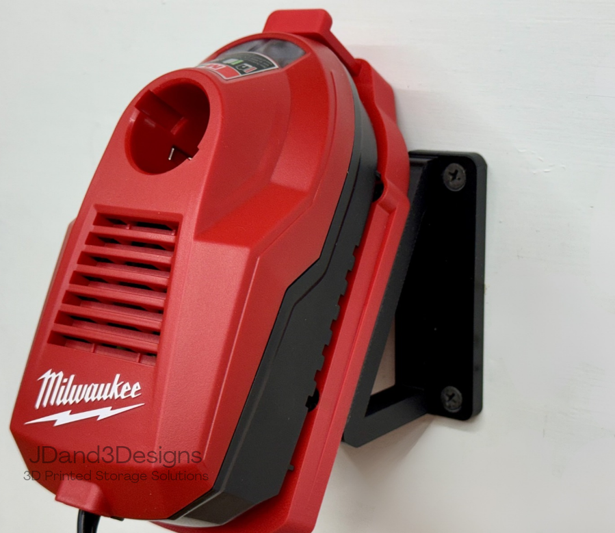 MOUNT for M4 Milwaukee Battery Charger Model #48-59-2001 w/ Removable Top Clamp- Wall Holder for Chargers
