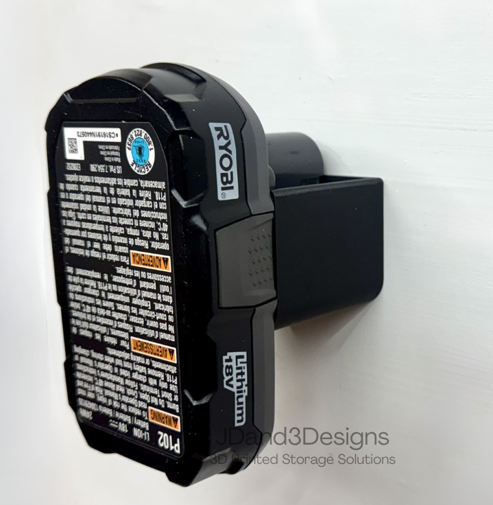 MOUNT for 18v Ryobi Battery- Wall Mount for 18v Ryobi Battery/ Battery Cover