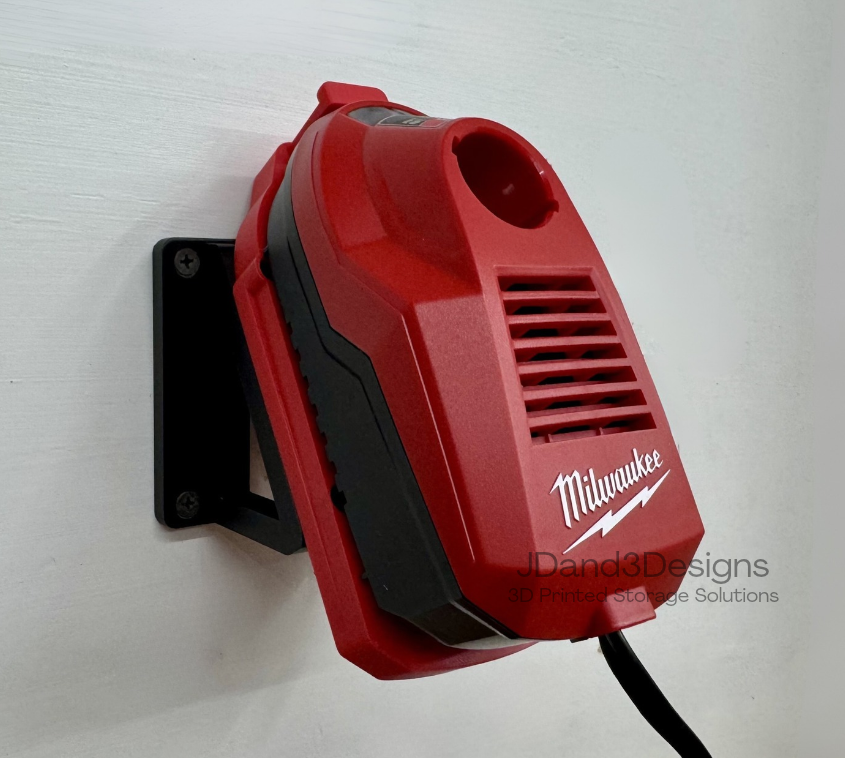 MOUNT for M4 Milwaukee Battery Charger Model #48-59-2001 w/ Removable Top Clamp- Wall Holder for Chargers