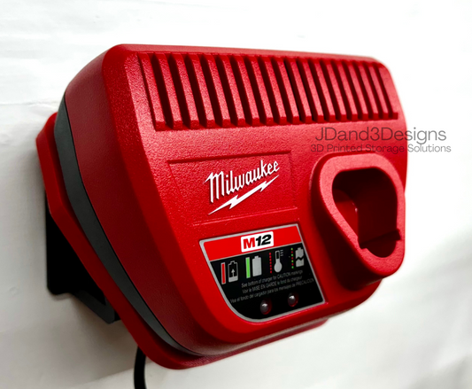 MOUNT for M12 Milwaukee Battery Charger- Wall Holder for Chargers