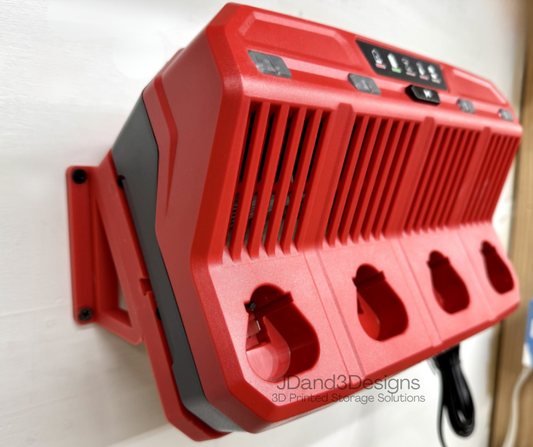 MOUNT for M12 Four Bay Milwaukee Sequential Battery Charger 48-59-1204- Wall Holder for Chargers