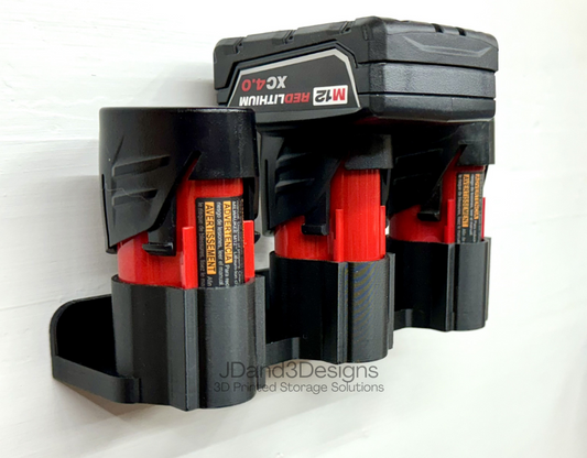 MOUNT for M12- 3 Slot Milwaukee Battery- Battery Holder