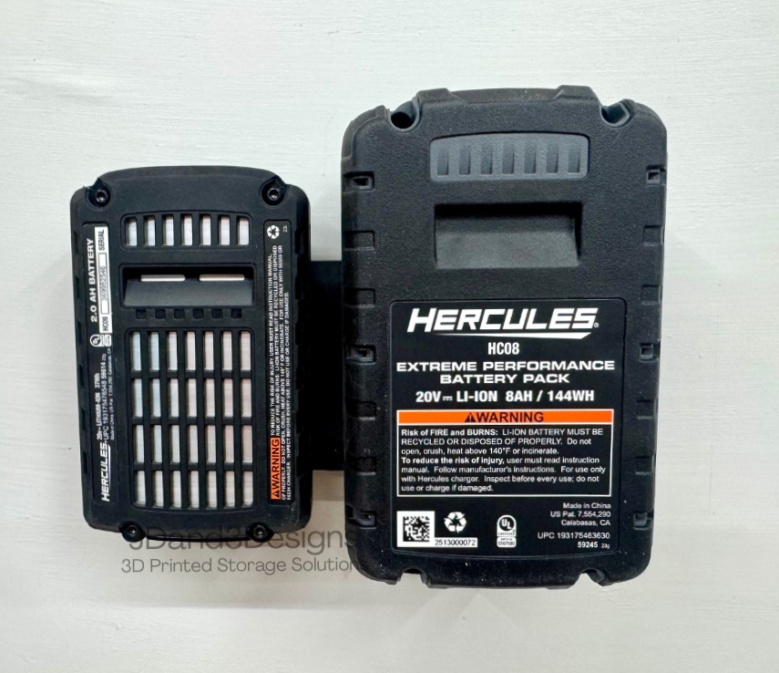 MOUNT for 20v Hercules Battery Single or Double- Wall Mount for any 20v Hercules Battery/ Battery Cover