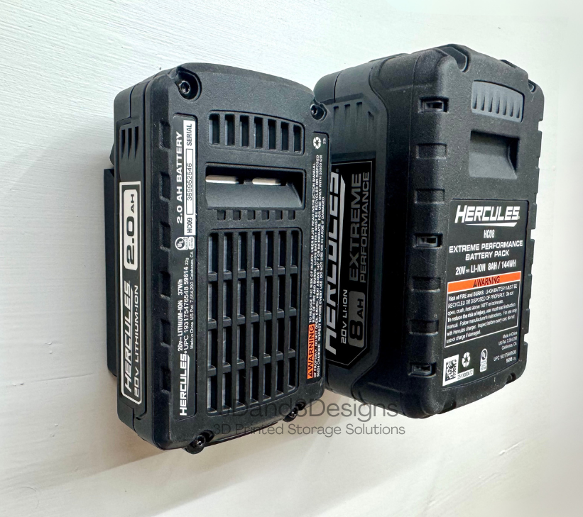 MOUNT for 20v Hercules Battery Single or Double- Wall Mount for any 20v Hercules Battery/ Battery Cover