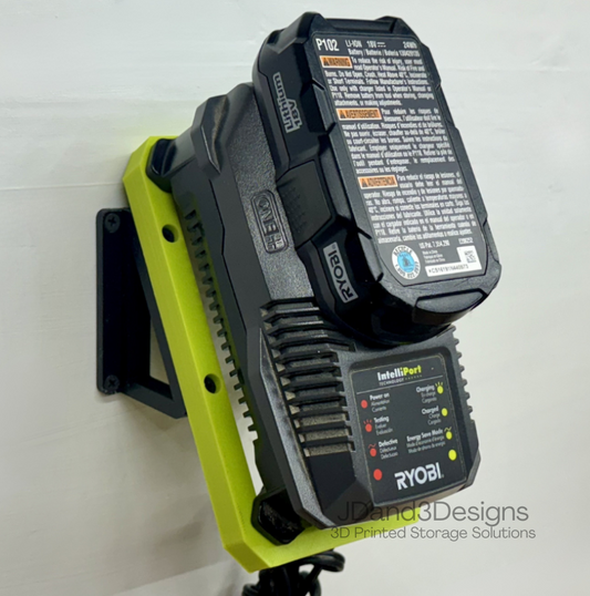 MOUNT for Ryobi 18V One + Battery Charger- Charger/Battery Holder for Ryobi Model P118