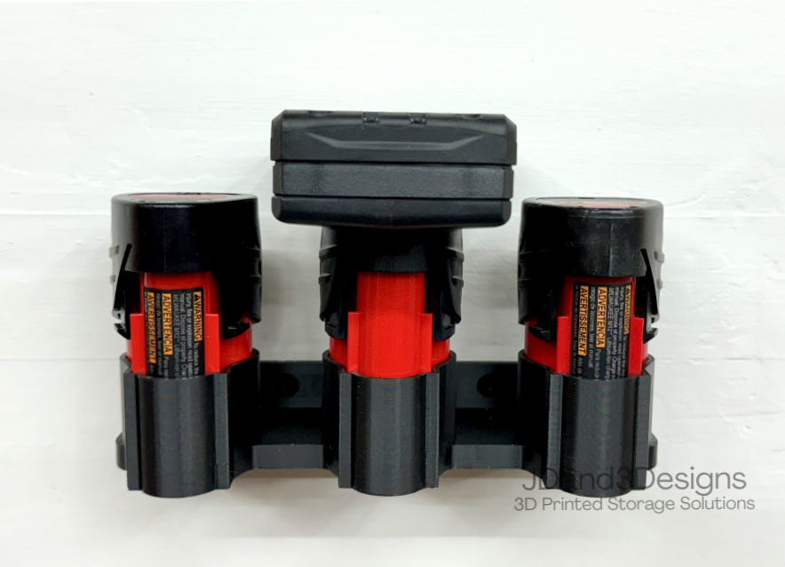 MOUNT for M12- 3 Slot Milwaukee Battery- Battery Holder
