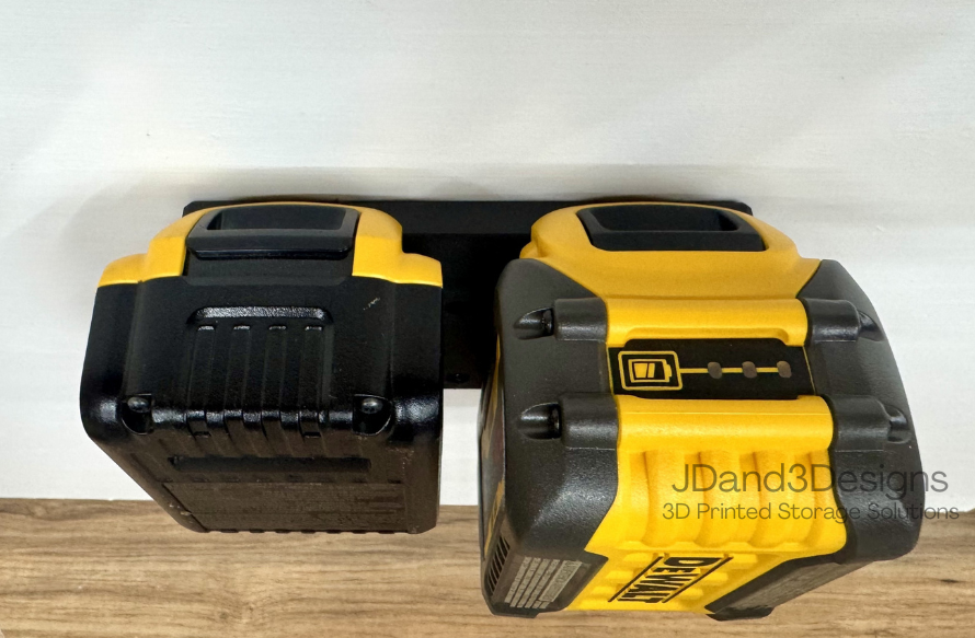 MOUNT for Dewalt 20v Batteries- Wall Mount for any 20v Dewalt Battery- Single or Double