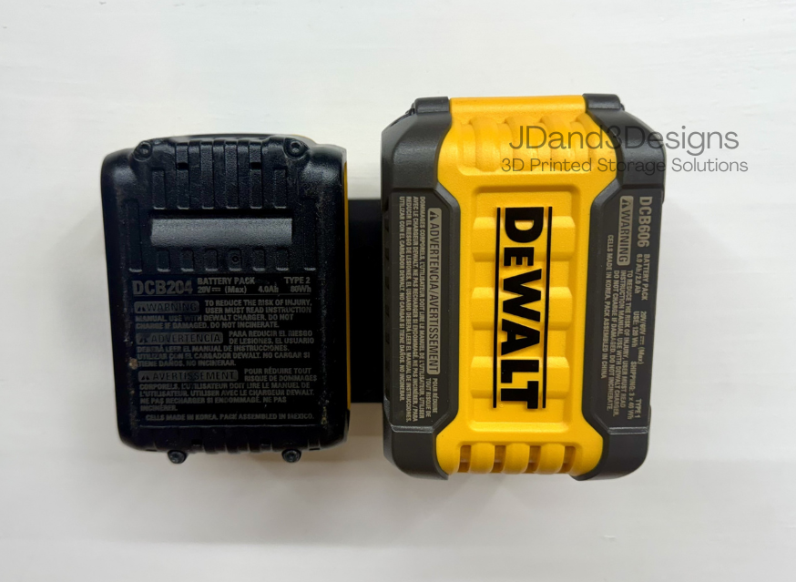 MOUNT for Dewalt 20v Batteries- Wall Mount for any 20v Dewalt Battery- Single or Double