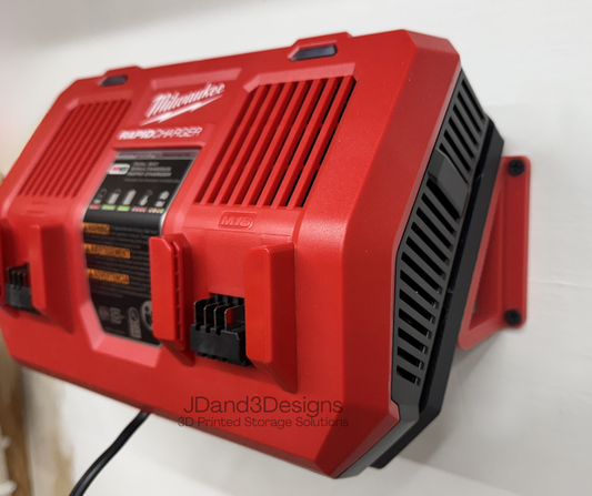 MOUNT for M18 Milwaukee Dual Rapid Charger- Double Milwaukee Wall Mount for M18 Batteries- Model 48-59-1802- Charger/Batteries not included