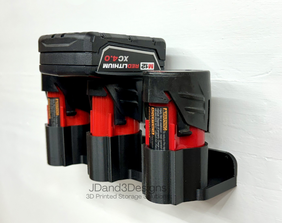 MOUNT for M12- 3 Slot Milwaukee Battery- Battery Holder