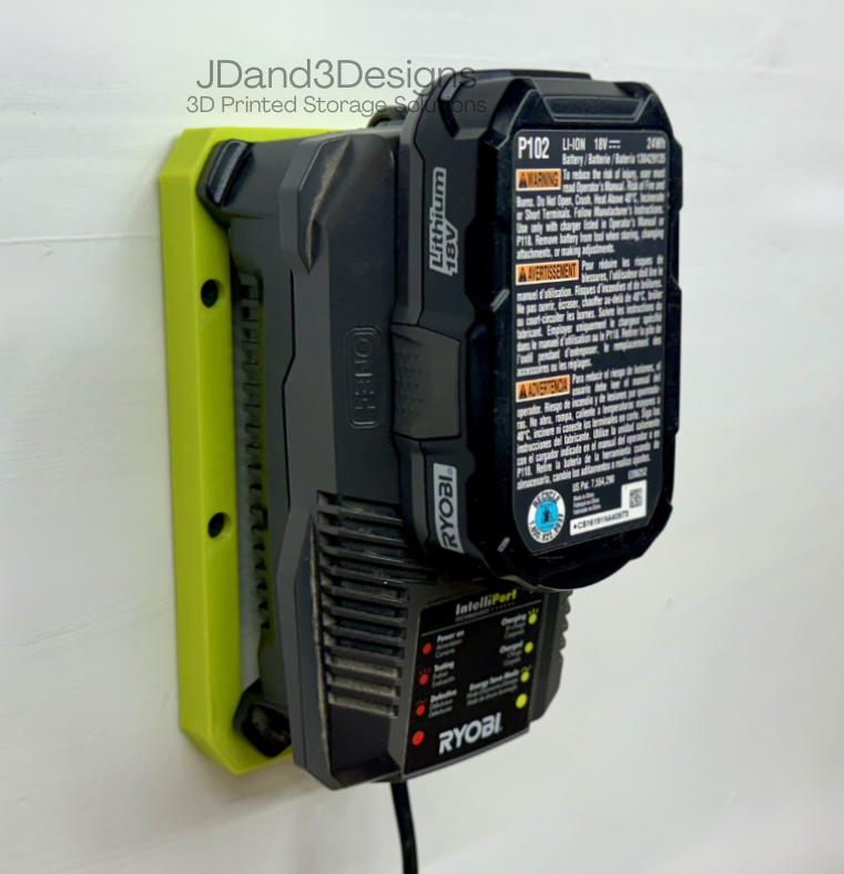 MOUNT for Ryobi 18V One + Battery Charger- Charger/Battery Holder for Ryobi Model P118