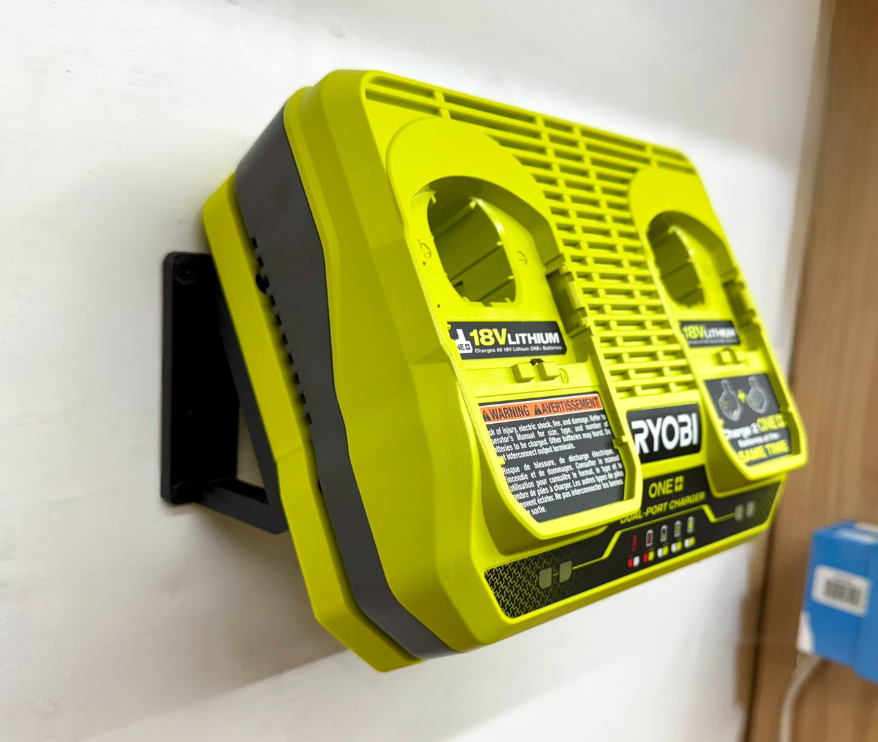 MOUNT for PCG005 Ryobi Dual Port Battery Charger- Charger/Battery Holder for Ryobi