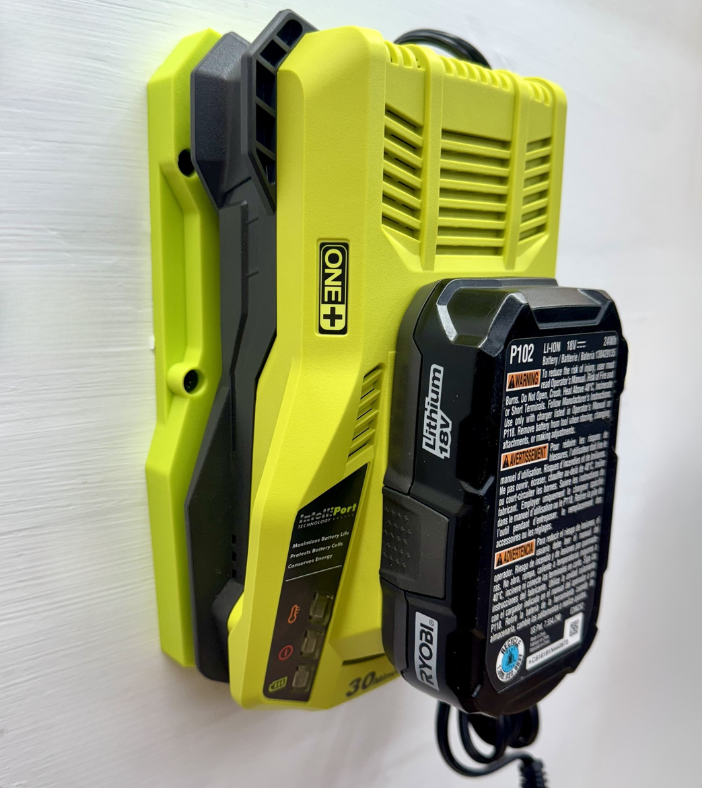 MOUNT for Ryobi 18V One+ Battery Charger Model P117- Charger/Battery Holder for Ryobi