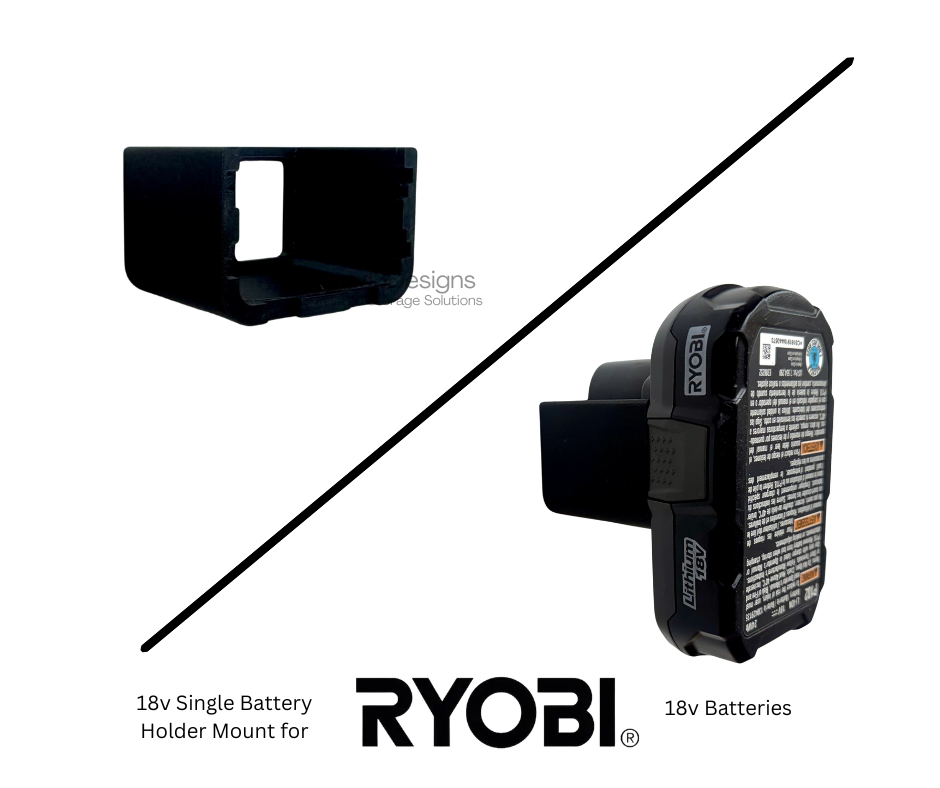 MOUNT for 18v Ryobi Battery- Wall Mount for 18v Ryobi Battery/ Battery Cover
