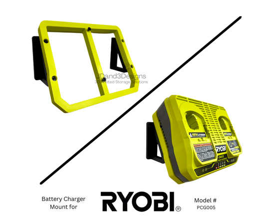 MOUNT for PCG005 Ryobi Dual Port Battery Charger- Charger/Battery Holder for Ryobi