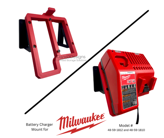 MOUNT for M12-M18 Combo Milwaukee Battery Charger w/ Removeable Top Clamp- Wall Holder for Chargers