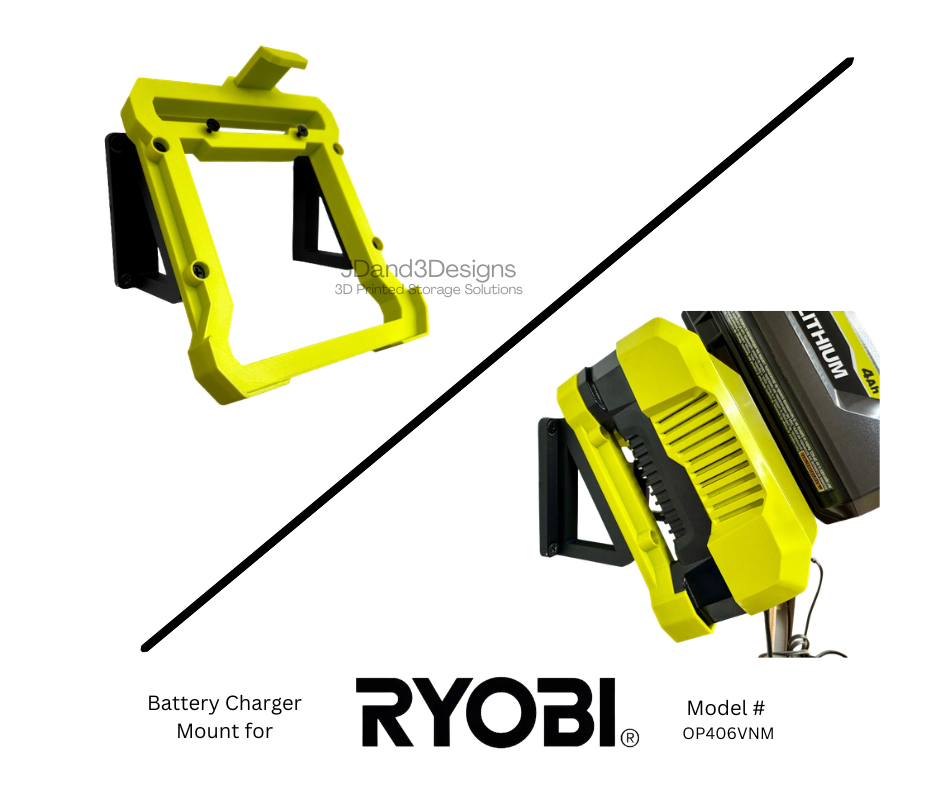 MOUNT for Ryobi 40V Model#OP406VNM Battery Charger- Charger/Battery Holder for Ryobi