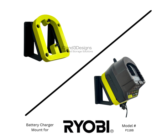 MOUNT for P118B Ryobi One + 18V Lithium+ Battery Charger- Charger/Battery Holder for Ryobi