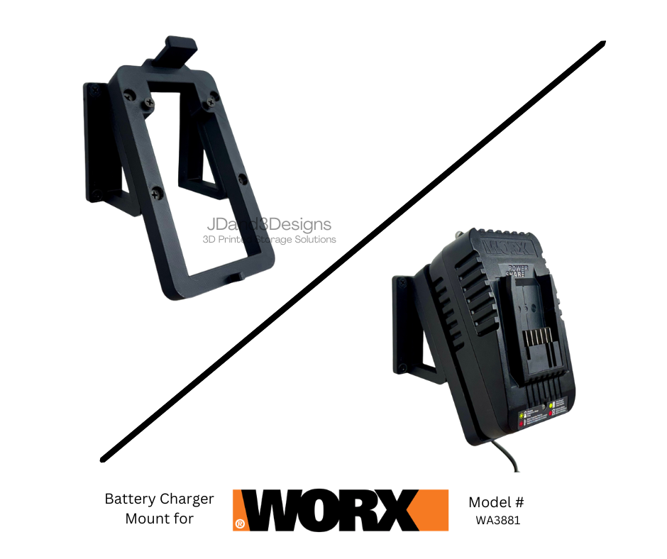 MOUNT for Worx Quick Charge Battery Charger- Model #WA3881- Wall Holder for Chargers