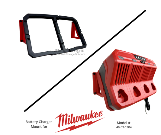 MOUNT for M12 Four Bay Milwaukee Sequential Battery Charger 48-59-1204- Wall Holder for Chargers