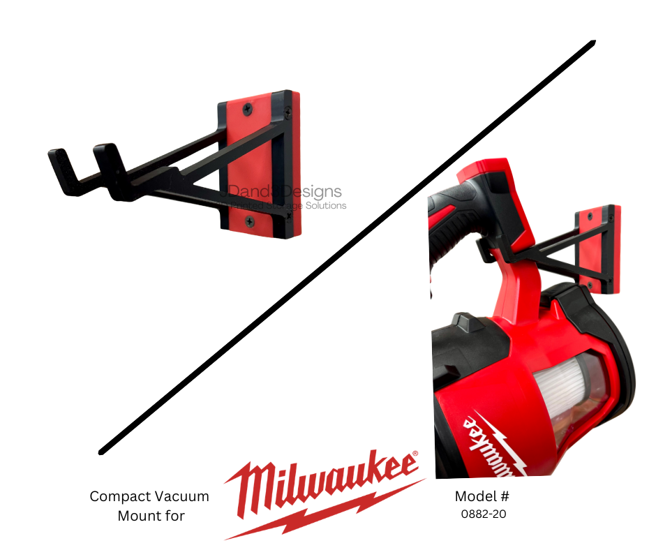 MOUNT for Milwaukee Compact Vacuum- Wall MOUNT Garage Tool Hangers