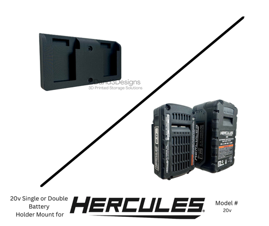 MOUNT for 20v Hercules Battery Single or Double- Wall Mount for any 20v Hercules Battery/ Battery Cover