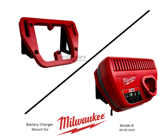 MOUNT for M12 Milwaukee Battery Charger- Wall Holder for Chargers