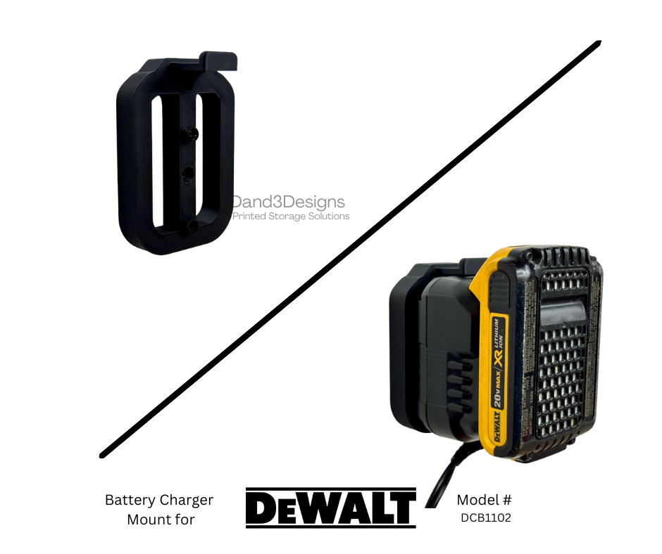 MOUNT for DCB1102 Dewalt Battery Charger w/ removeable TOP CLAMP - Dewalt Wall Mount for 12v/20vBattery Charger