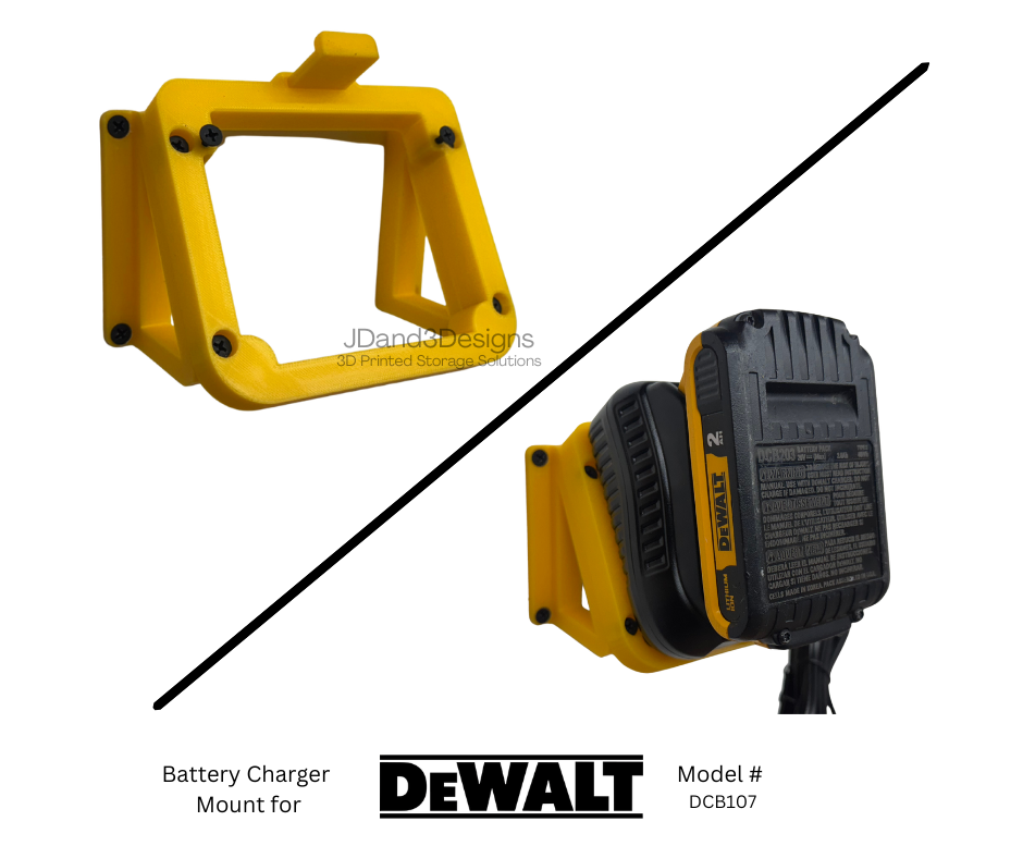 MOUNT for DCB107 Dewalt Battery Charger w/ removable TOP CLAMP- Dewalt Wall Mount for 12v/20vBattery Charger