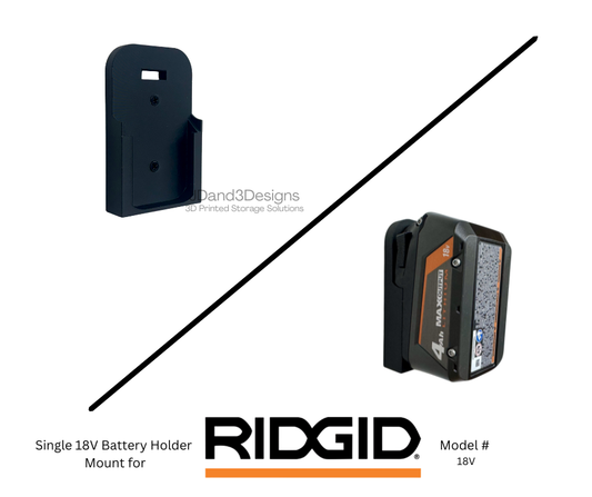 MOUNT for 18v Ridgid Battery- Wall Mount for any 18v Ridgid Battery