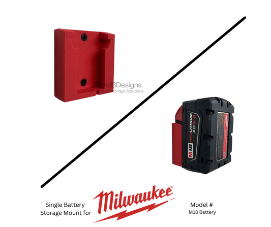 MOUNT for M18 Milwaukee Battery- Wall Battery Holder/ Battery Cover
