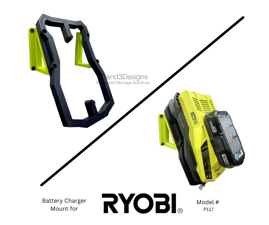 MOUNT for Ryobi 18V One+ Battery Charger Model P117- Charger/Battery Holder for Ryobi